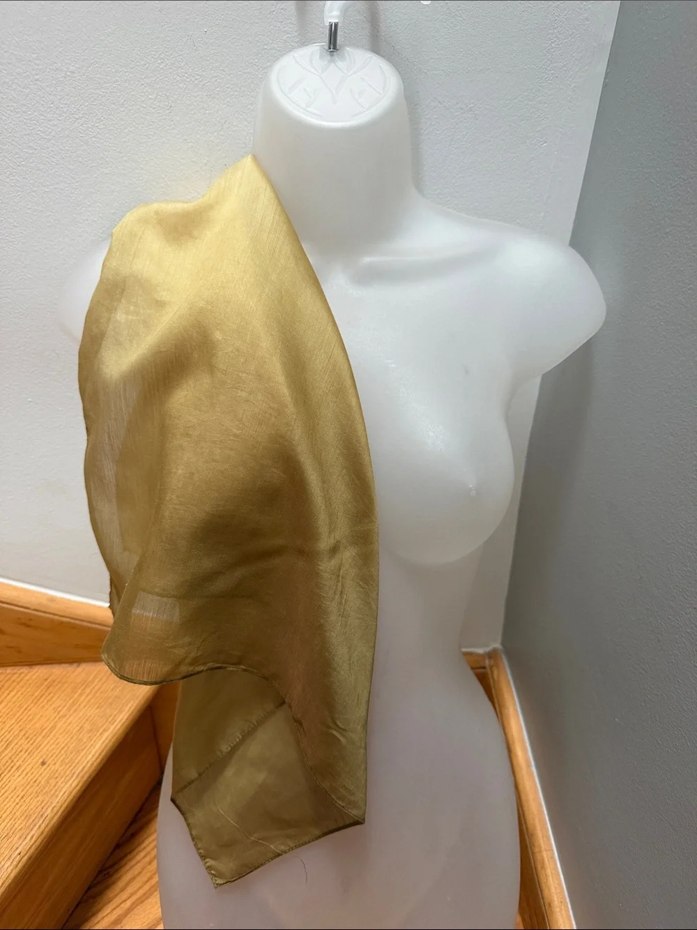 Vintage Ombré  Scarf Green Hue Metallic Look Silk Satin Neck Square 1980’s-1990’